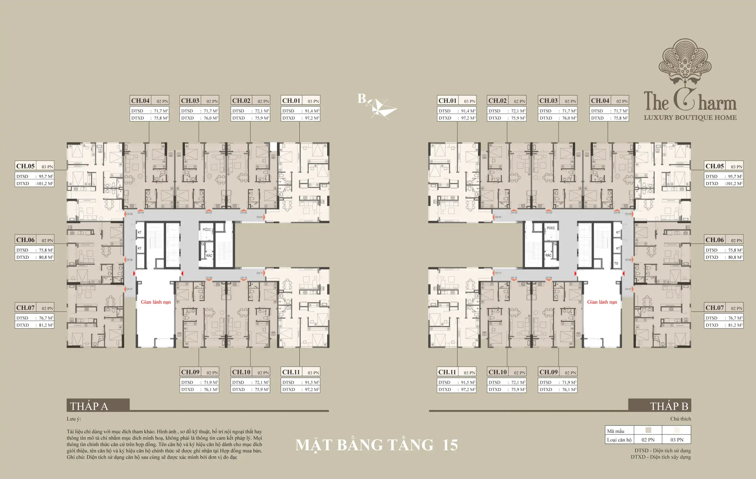 Mat bang The Charm tang 15 scaled MB Tầng 15 -The Charm An Hưng